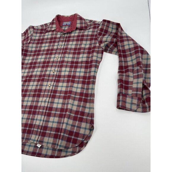 Pendleton Wool Shirt Plaid Button Up Quilted Collar Long Sleeve Size M USA - Picture 8 of 11